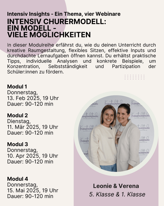 Intensiv Insights: Churermodell: Ein Modell - viele Möglichkeiten | Leonie & Verena (4 Webinare) - Kunstundstunde