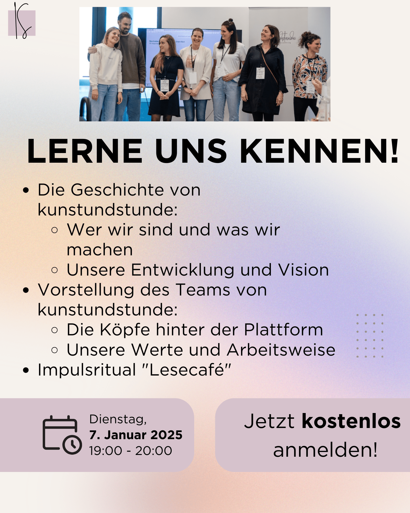 Lerne uns KOSTENLOS kennen! | Leonie & Team - Kunstundstunde